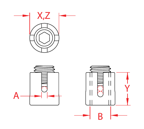 Stainless Steel Surface-Mount Cross Clamps dimensional drawing