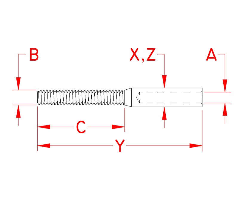 Stainless Steel Left- and Right-Hand Mini Swage Studs reference image