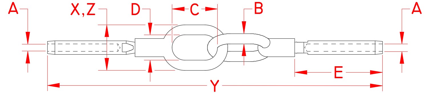 316 Stainless Steel Joined Gate Terminals dimensional drawing