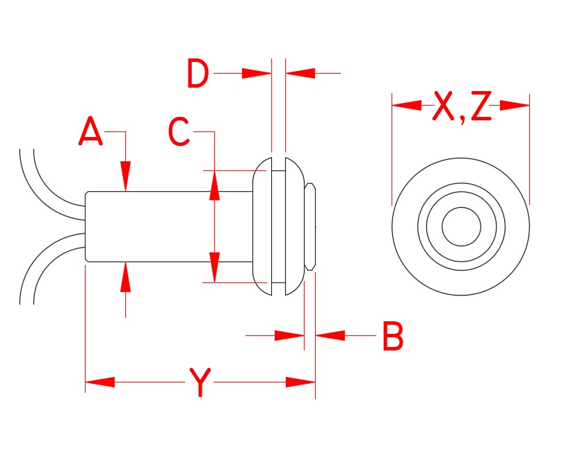 Stainless Steel MicroStar 12V Lights dimensional drawing