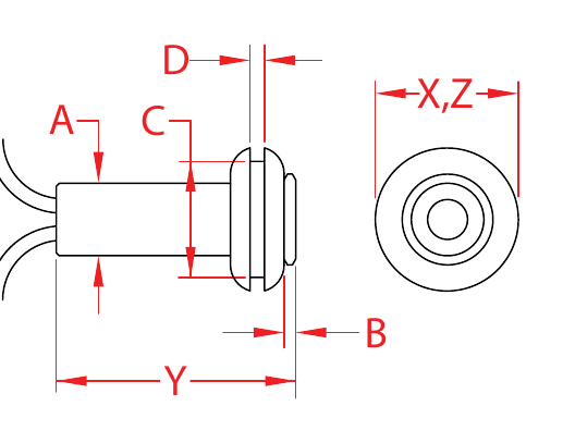 Stainless Steel MicroStar 24V Lights dimensional drawing