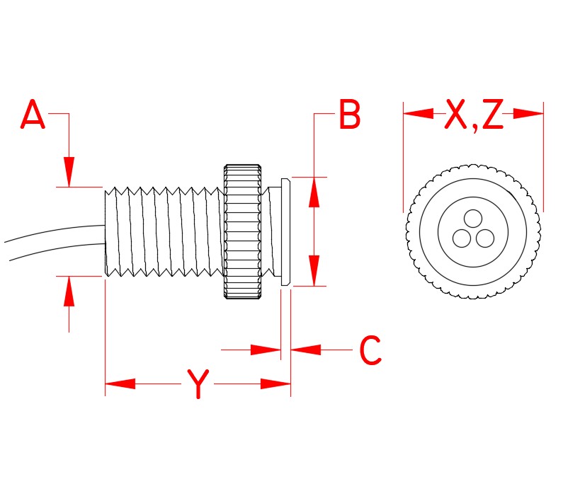 Stainless Steel MicroStar TriStar 12V Back-Mount Lights dimensional drawing