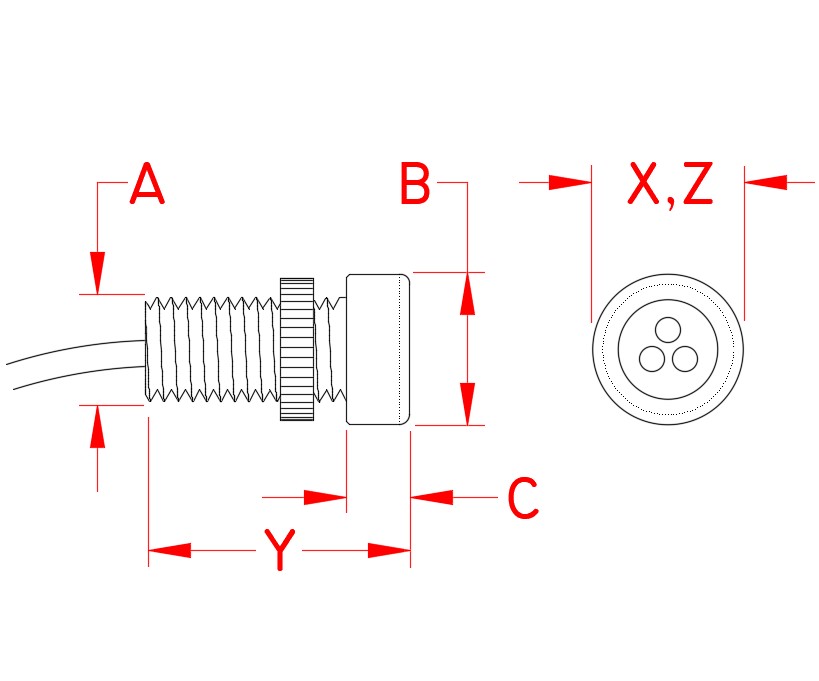 Stainless Steel MicroStar TriStar 12V Bulkhead Lights dimensional drawing