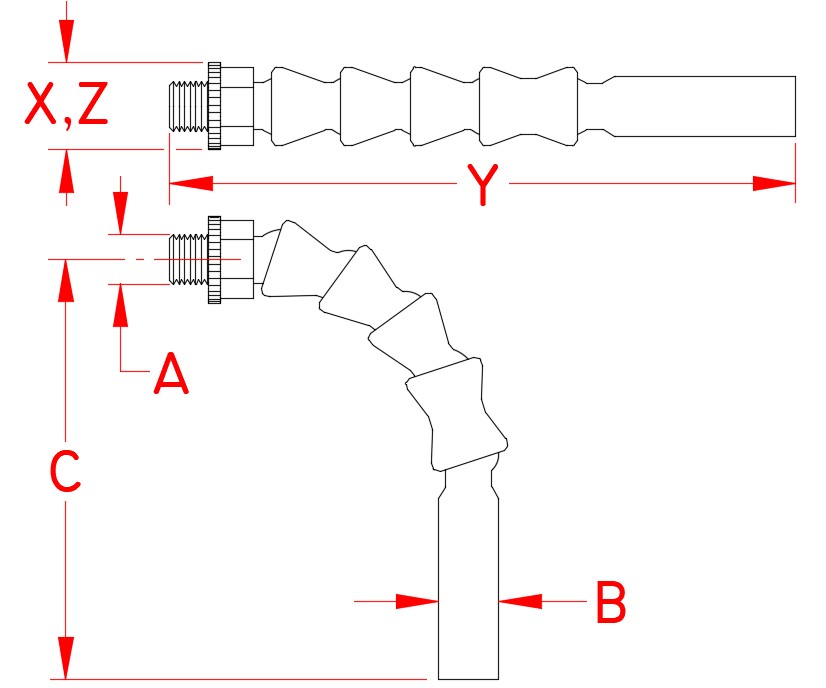 Stainless Steel MicroStar TriStar 12V Stalk Lights dimensional drawing