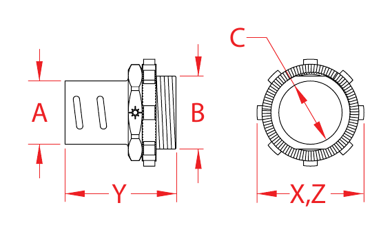 Stainless Steel Conduit Screw-In Connectors dimensional drawing