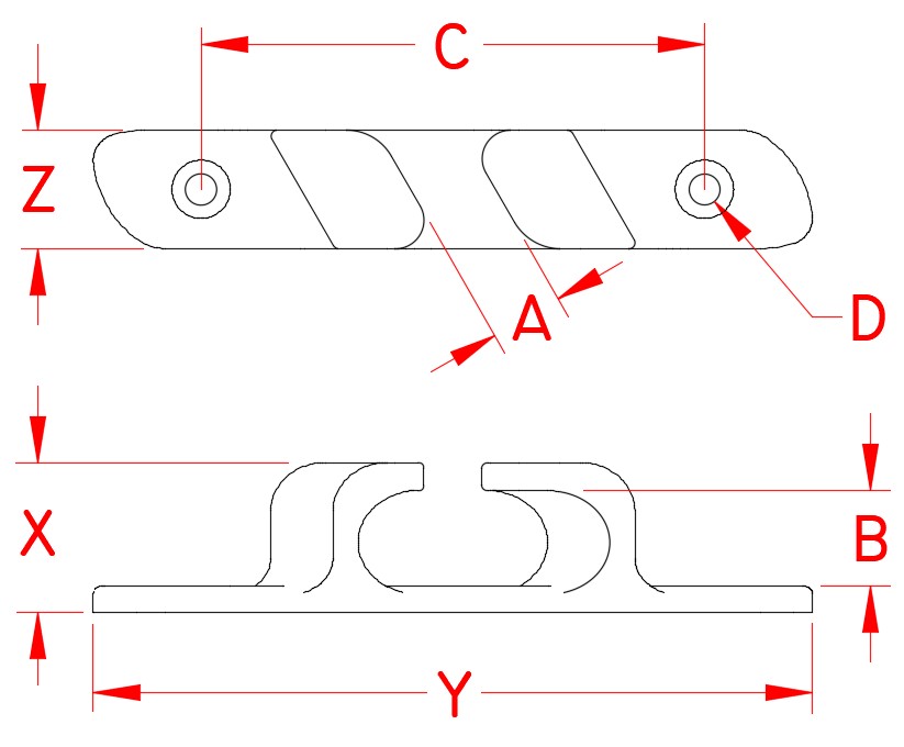Stainless Steel Bow Chocks dimensional drawing