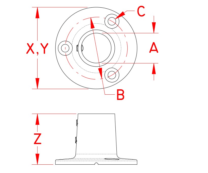Stainless Steel Round Rail Bases reference image