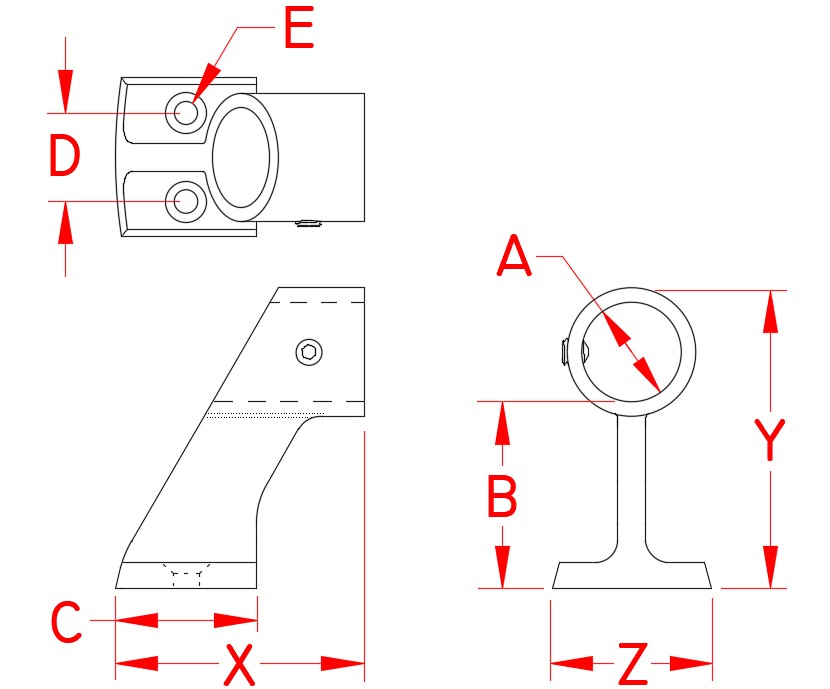 Stainless Steel Stanchion End and Center Fittings reference image