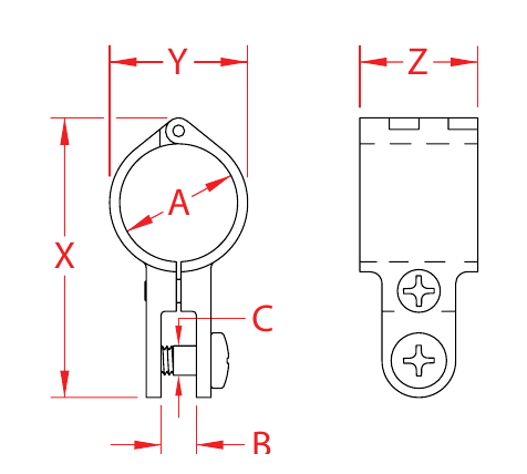 Stainless Steel Hinged Top Slides dimensional drawing