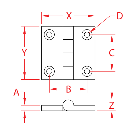 Stainless Steel Butt Hinges dimensional drawing