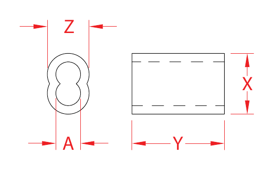 Zinc-Copper Swage Sleeves dimensional drawing