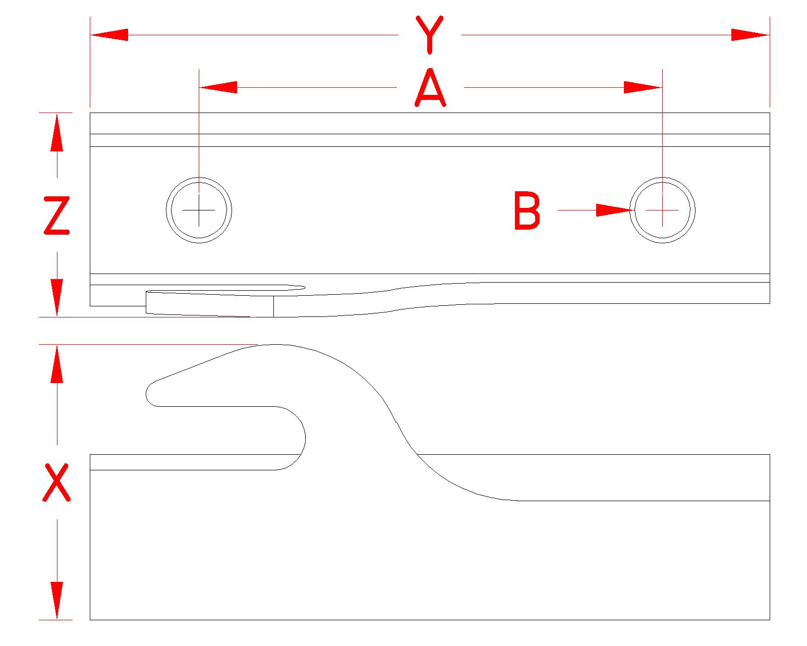 Mooring hook holder dimensions; holder only, clip not included